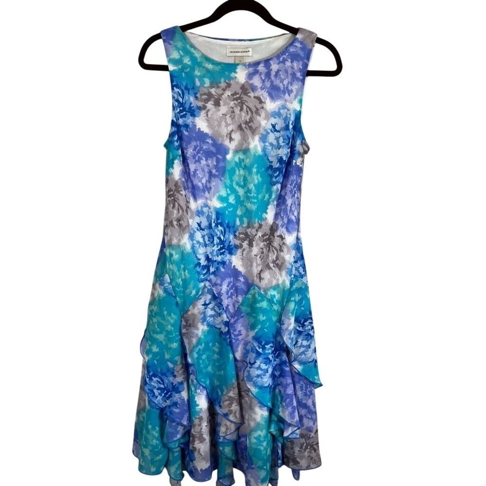 Colorful Floral Tank Dress Blue 10 Cottage Coquette Feminine Fairy Whimsical 90s